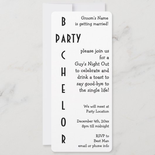 Tall Frosty Draft Beer, Bachelor Party Kaart (Achterkant)