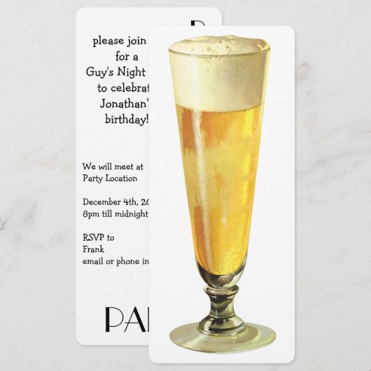  Tall Frosty Draft Beer, Birthday Party Kaart (Voorkant / Achterkant)