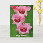 Tall Gladiolus Roze Bloemen Bloemen Bloemen Verjaa Kaart (Gele Bloem)