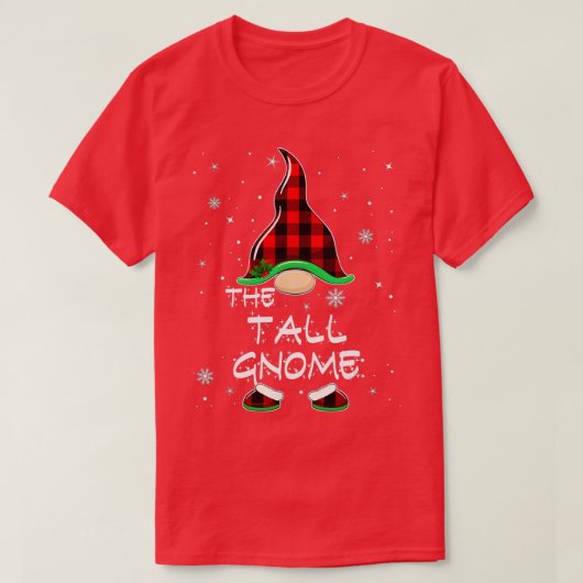 Tall Gnome Buffalo Plaid Matching Family Christmas T-shirt (Design voorkant)