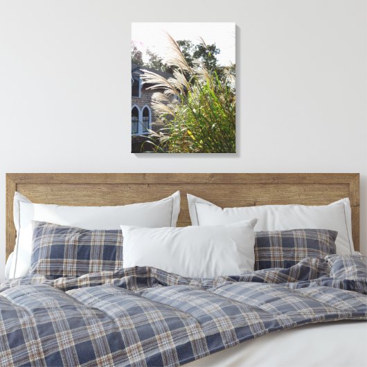 Tall Grasses Arched Windows - Martha's Wineyard Canvas Afdruk (Insitu (Slaapkamer))