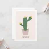 Tall Green and Yellow Desert Cactus Birthday Card Kaart (Voorkant / Achterkant in situ)