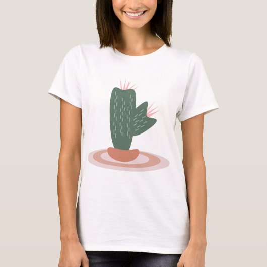 Tall Green Plant on Rug Desert Cactus  T-shirt (Voorkant)