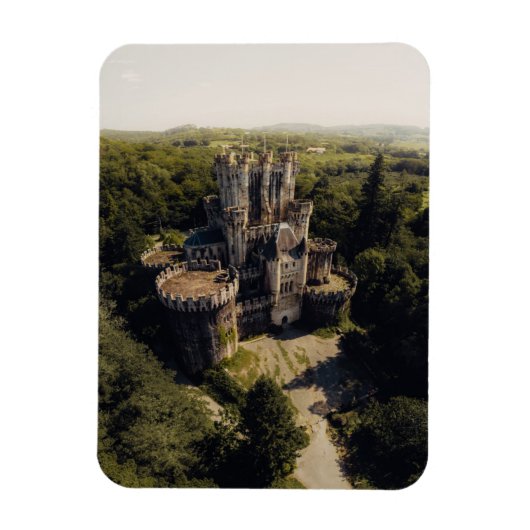 Tall Grey Stone Castle in Green Overgrown Bossen Magneet (Verticaal)