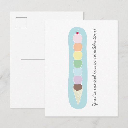 Tall Ice Cream Cone Birthday Uitnodiging Briefkaart (Voorkant / Achterkant)