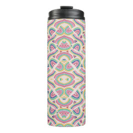 Tall, insulated travel mug with intricate  thermosbeker
