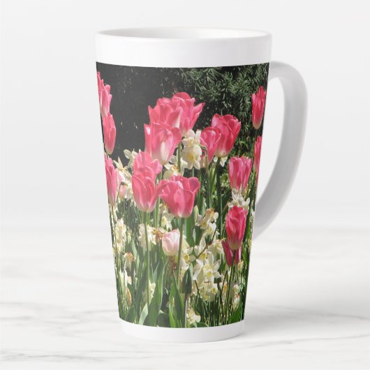 Tall Latte Mok roze tulpen (Rechterhoek)