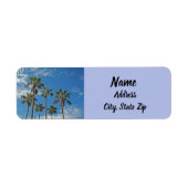 Tall Palm Tree tegen Bright Blue Sky adres Etiket (Voorkant)
