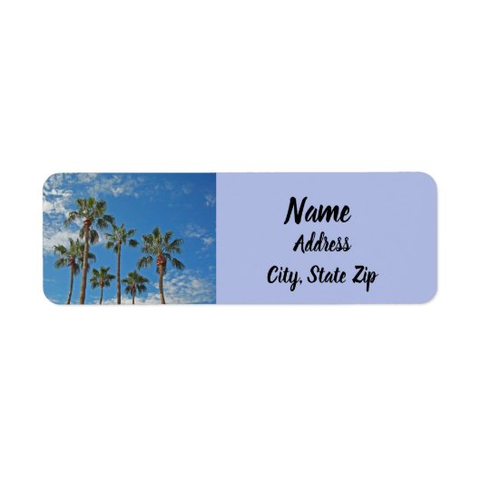 Tall Palm Tree tegen Bright Blue Sky adres Etiket (Voorkant)