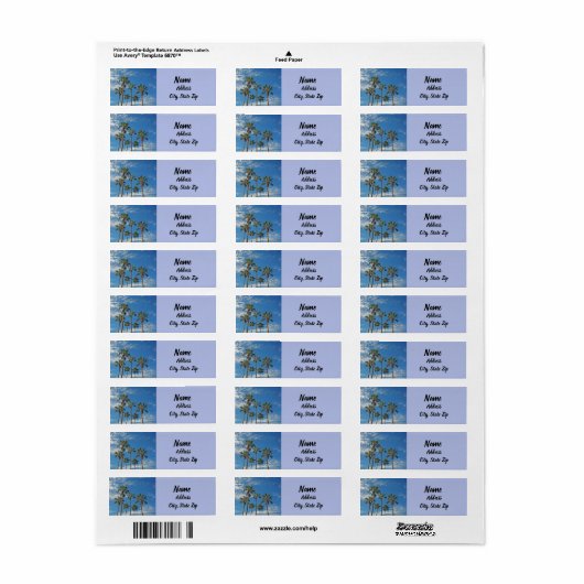 Tall Palm Tree tegen Bright Blue Sky adres Etiket (Full Sheet)