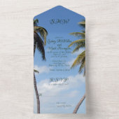 Tall Palm Trees Tropical Wedding All In One Uitnodiging (Binnen)