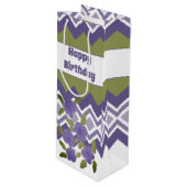 Tall Pattered Happy Birthday Fles Gift Bag Wijn Cadeautas (Voorkant Gekanteld)