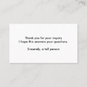 Tall person visitekaartjes (Achterkant)