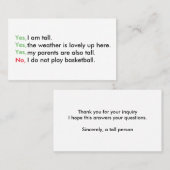 Tall person visitekaartjes (Voorkant / Achterkant)