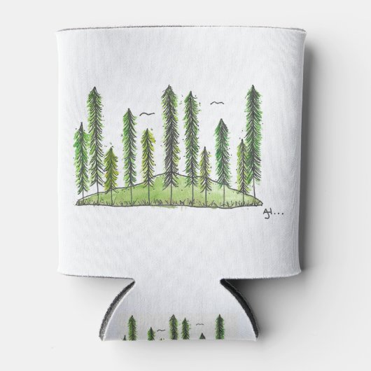 Tall Pine Tree Forest Waterverf Koelbox Blikjeskoeler (Voorkant)