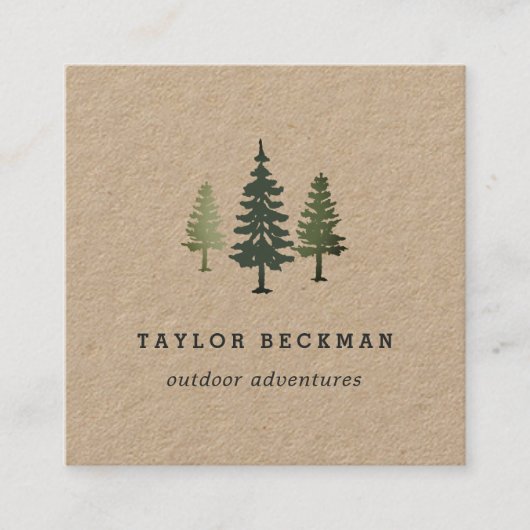 Tall Pines | Kraft Vierkante Visitekaartje (Voorkant)