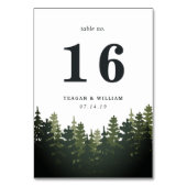 Tall Pines Table Number Kaart (Achterkant)
