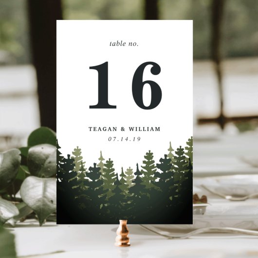 Tall Pines Table Number Kaart