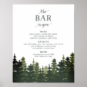 Tall Pines Wedbalk Menu Sign. Poster (Voorkant)