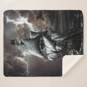 Tall Pirate Ghost Ship Zee Storm Lightning Sherpa Deken (Voorkant (horizontaal))