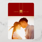 Tall Rectangle Double Happiness Chinese Wedding Folie Uitnodiging (Voorkant)