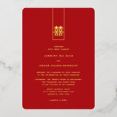 Tall Rectangle Double Happiness Chinese Wedding Folie Uitnodiging (Voorkant)