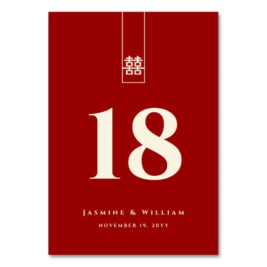 Tall Rectangle Double Happiness Chinese Wedding Kaart (Voorkant)