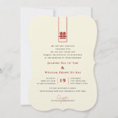 Tall Rectangle Double Happiness Chinese Wedding Kaart (Voorkant)
