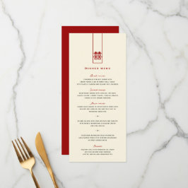 Tall Rectangle Double Happiness Chinese Wedding Menu