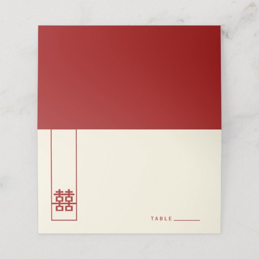 Tall Rectangle Double Happiness Chinese Wedding Plaatskaartje (Buitenkant ongevouwen)