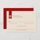 Tall Rectangle Double Happiness Chinese Wedding RSVP Kaartje (Voorkant / Achterkant)