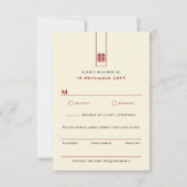 Tall Rectangle Double Happiness Chinese Wedding RSVP Kaartje (Voorkant)