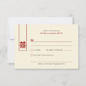 Tall Rectangle Double Happiness Chinese Wedding RSVP Kaartje (Voorkant)