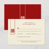 Tall Rectangle Double Happiness Chinese Wedding RSVP Kaartje (Voorkant / Achterkant)