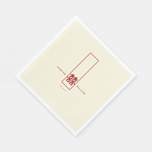 Tall Rectangle Double Happiness Chinese Wedding Servetten (Hoek)