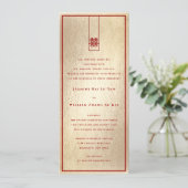 Tall Rectangle Double Happiness Gold Asian Wedding Kaart (Staand voorkant)
