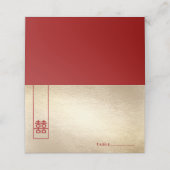 Tall Rectangle Double Happiness Gold Asian Wedding Plaatskaartje (Buitenkant ongevouwen)