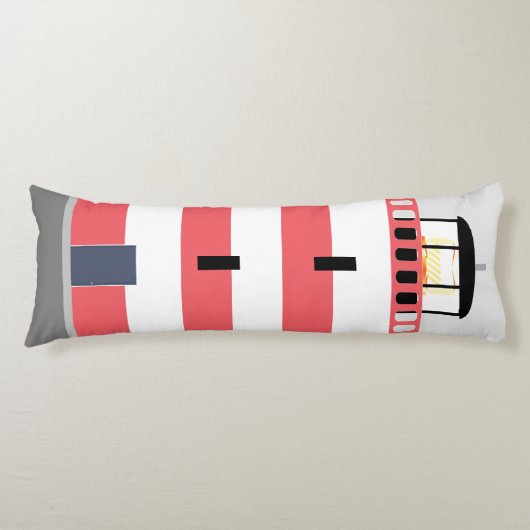 Tall Red en White Lighthouse Lichaamskussen (Voorkant)