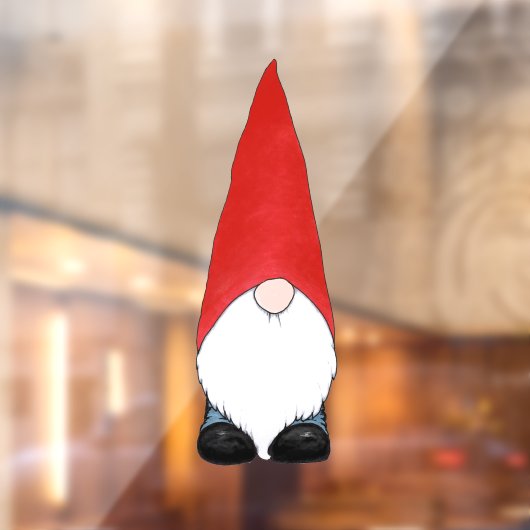 Tall Red Pet Gnome Raamsticker (Vel 2)