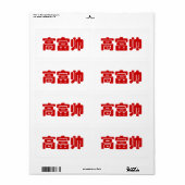 Tall, Rich & Handsome 高 富 Chinese Hanzi MEME Etiket (Full Sheet)