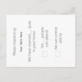 Tall RSVP-Briefkaart Uitnodiging Briefkaart