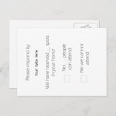 Tall RSVP-Briefkaart Uitnodiging Briefkaart (Voorkant / Achterkant)