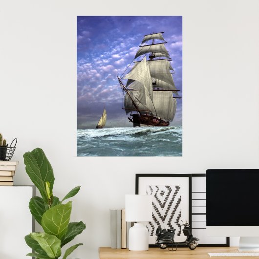 Tall Ship and Ketch Poster (Thuiskantoor)