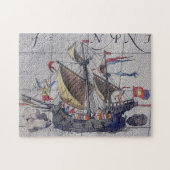 Tall Ship and Map of Pacific Ocean Legpuzzel (Horizontaal)