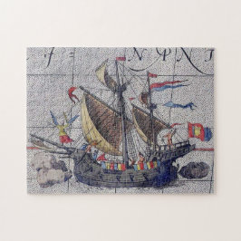 Tall Ship and Map of Pacific Ocean Legpuzzel