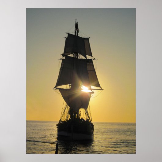 Tall Ship at Sunset Poster (Voorkant)