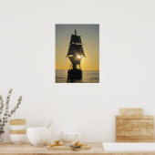 Tall Ship at Sunset Poster (Keuken)