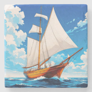 Tall Ship bij zee Stenen Onderzetter