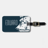 Tall Ship & Clouds Nautical Bagagelabel (Voorkant horizontaal)