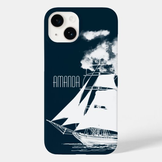 Tall Ship & Clouds Nautical Case-Mate iPhone Case (Achterkant)
